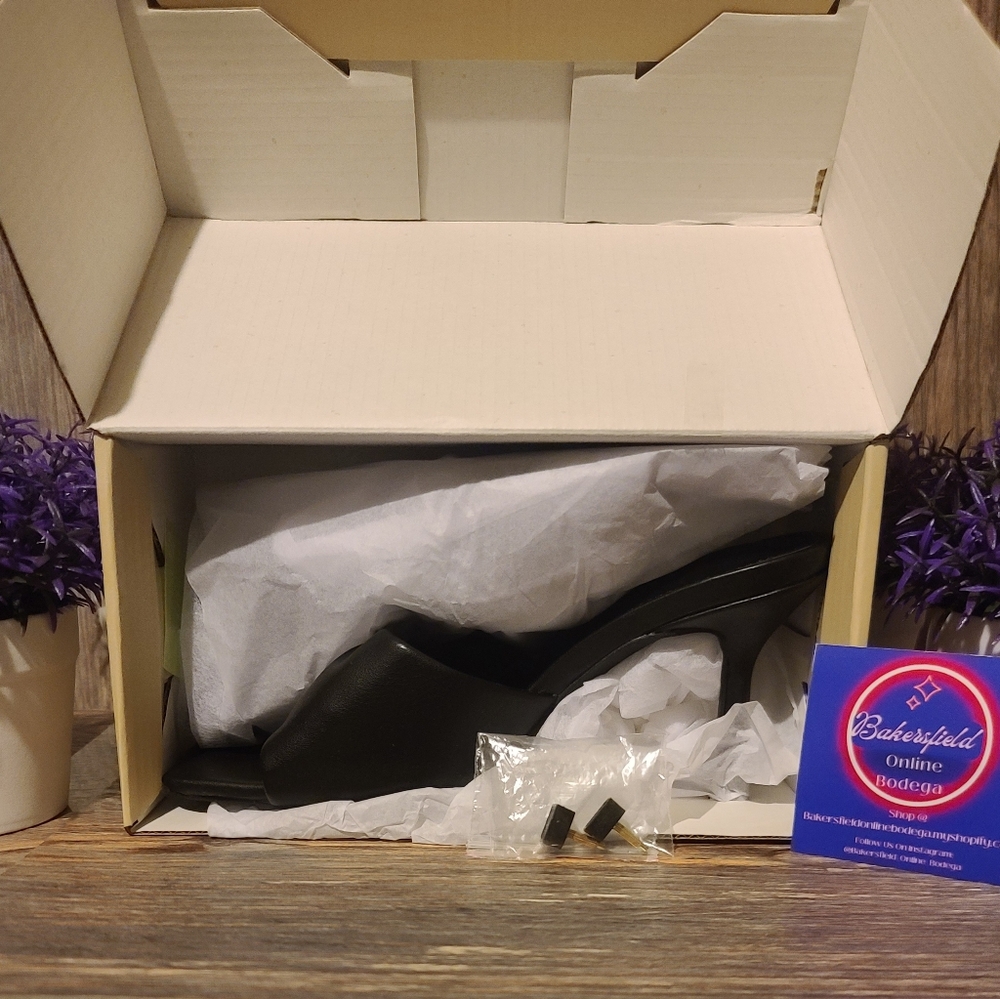 Ruched Squared Opened Toed High Heels Dress Pump Sandals Black size 6 - Picture 7 of 13